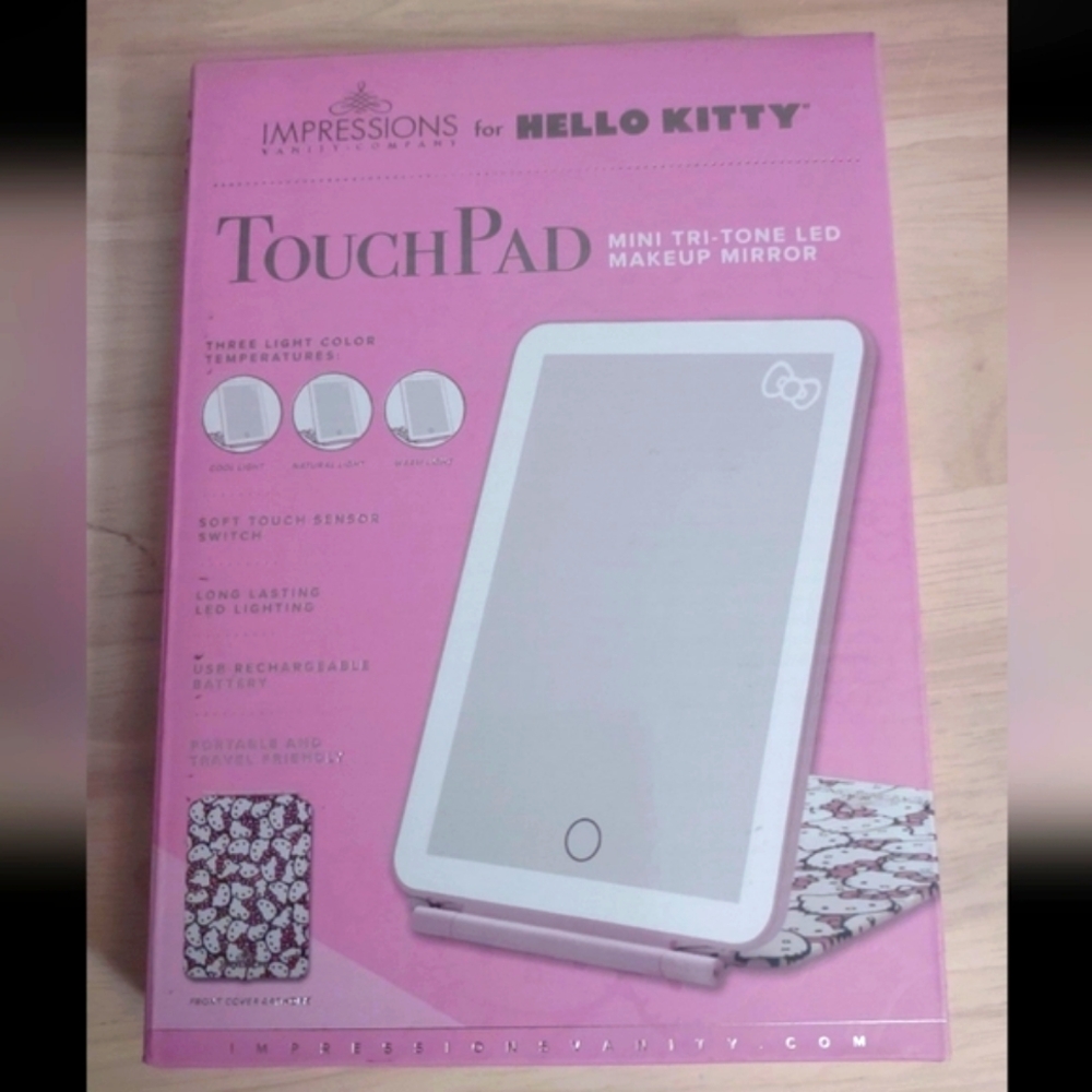 Hello Kitty Impressions Touch Pad Mirror Light Up Beauty Tool Y2K Kawaii Anime